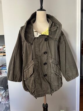 Free People Women’s Olive Hooded Utility Jacket